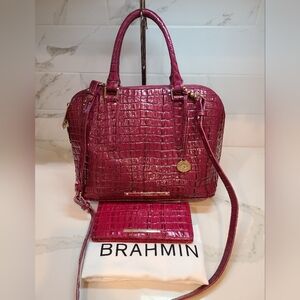 Brahmin Vintage Vivian Prissy Raspberry Set With Wallet EUC made in Italy